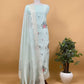 Gulbahar Kalasheel Luxe Powder Blue Handloom Organza Silk Suit With Resham Embroidery