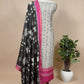 Off White With Pink Maheshwari Silk Suit With Black Pichwai Dupatta