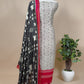 Off White With Pink Maheshwari Silk Suit With Black Pichwai Dupatta