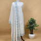 Turquoise And White Mul Chanderi Suit With Embroidery
