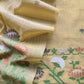 Yellow jamdani Woven Unstitched Suit With Paithani Work