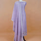 Lavender Flamingo Mulmul Tissue Unstitched Suit Fabric With Appliqué Work
