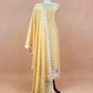 Light Yellow Flamingo Mulmul Tissue Unstitched Suit Fabric With Appliqué work