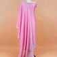 Pink Flamingo Mulmul Tissue Unstitched Suit Fabric With Appliqué Work