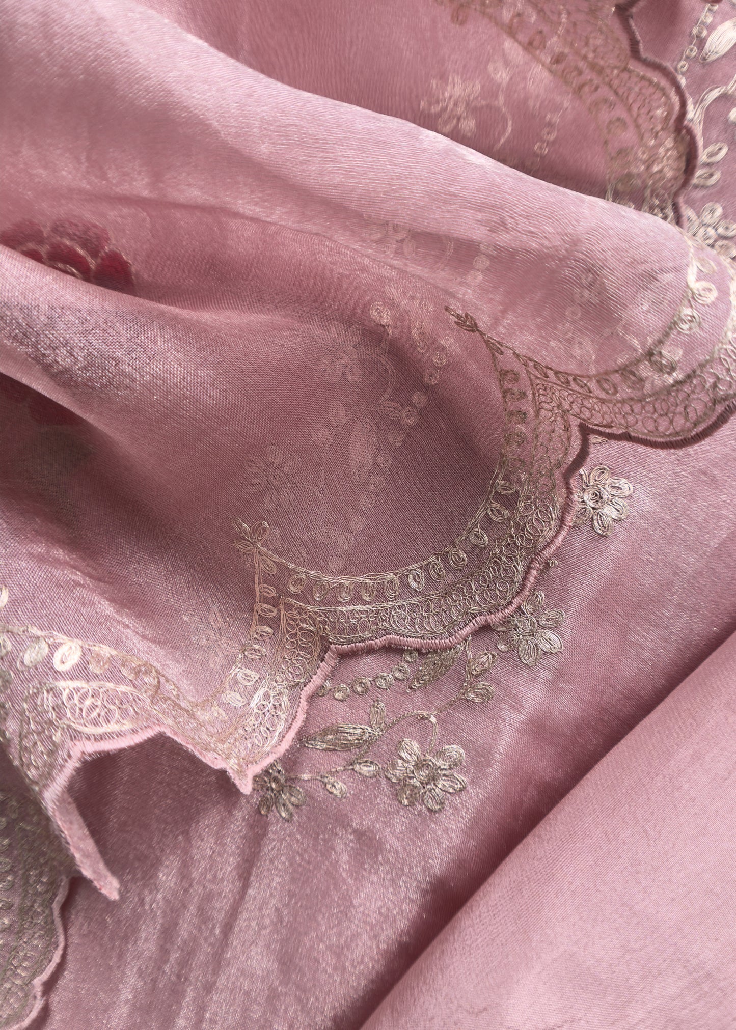 Kalasheel Luxe Orchid Pink Pure Tissue Silk Suit With Bharwa Gulaab Embroidery