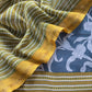 Charcoal Grey And Gold Yellow Pure Maheshwari Silk Suit