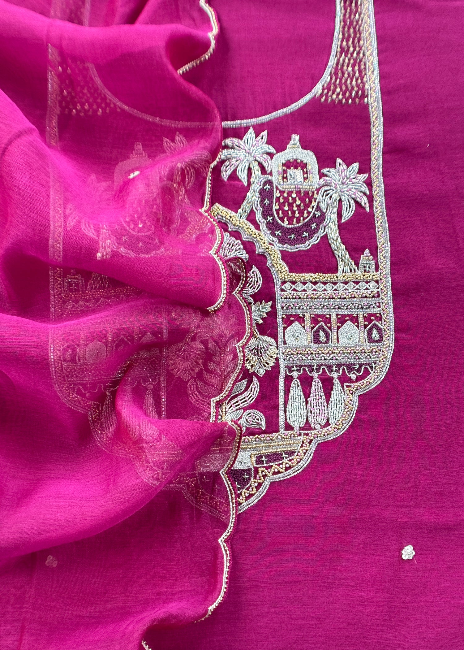mulmul unstitched suit with dupatta


