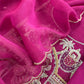 Violet Shaadi Handloom Mulmul Unstitched Suit Fabric With Handwor