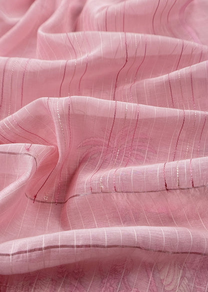 Pastel Baby Pink Monotone Pure Mulmul Suit Fabric With Nrityam Appliqué Work