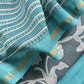 Charcoal Grey And Firozi Pure Maheshwari Silk Suit