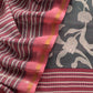 Charcoal Grey And Coral Red Pure Maheshwari Silk Suit