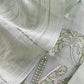 Pastel Basil Green Monotone Pure Mulmul Suit Fabric With Nrityam Appliqué Work