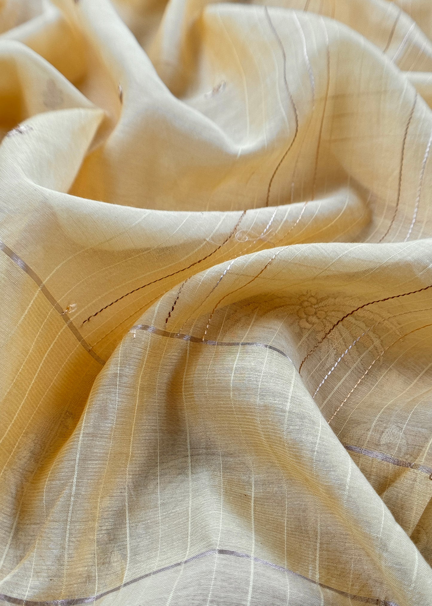 Pastel Yellow Monotone Pure Mulmul Suit Fabric With Nrityam Appliqué Work