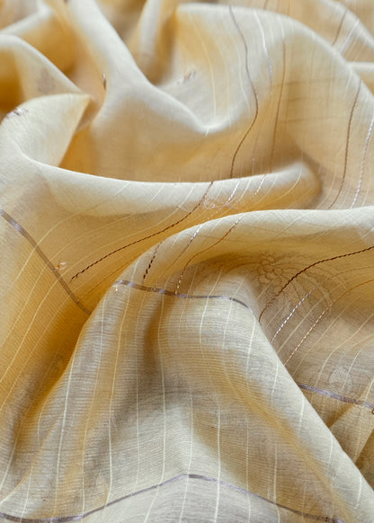 Pastel Yellow Monotone Pure Mulmul Suit Fabric With Nrityam Appliqué Work