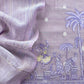 Pastel Lilac Monotone Pure Mulmul Suit Fabric With Nrityam Appliqué Work