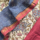 Off White With Maroon Handloom Maheshwari Silk Suit With Pichwai Print And Kantha Work