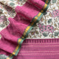 Off White With Green Handloom Maheshwari Silk Suit With Pichwai Print And Kantha Work