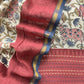 Off White With Blue Handloom Maheshwari Silk Suit With Pichwai Print And Kantha Work