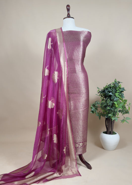 Tissue Silk Kurta With Organza Dupatta