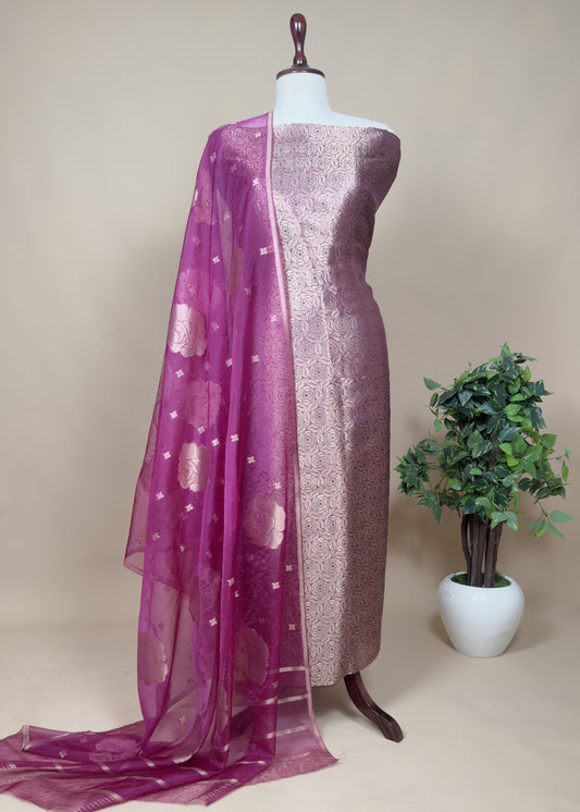 Tissue Silk Kurta With Organza Dupatta