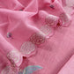 Pink Flamingo Mulmul Tissue Unstitched Suit Fabric With Appliqué Work