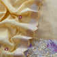 Light Yellow Flamingo Mulmul Tissue Unstitched Suit Fabric With Appliqué work