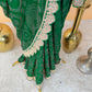 Bottle Green Pure Gajji Silk Saree With Rai Bandhani With Premium Dabka Handwork