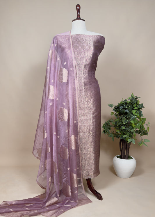 Tissue Silk Kurta With Organza Dupatta