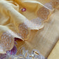 Light Yellow Flamingo Mulmul Tissue Unstitched Suit Fabric With Appliqué work