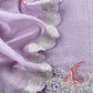 Lavender Flamingo Mulmul Tissue Unstitched Suit Fabric With Appliqué Work