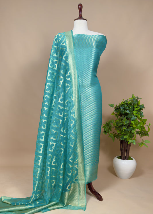 Brocade Kurta With Organza Dupatta