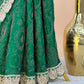 Bottle Green Pure Gajji Silk Saree With Rai Bandhani With Premium Dabka Handwork