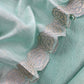 Sea Green Flamingo Mulmul Tissue Unstitched Suit Fabric With Appliqué Work