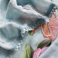 Blue Pure Cotton Suit With Thread Embroidered Flowers