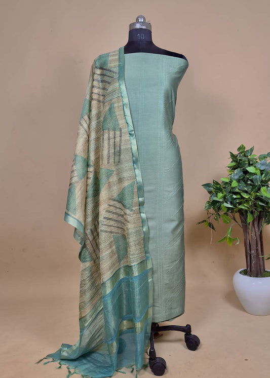 Green Maheshwari Silk Suit Zora Kota Dupatta