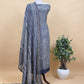 Indigo Paisley Block Print Pure Maheshwari Silk Unstitched Suit Fabric