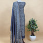 Indigo Paisley Block Print Pure Maheshwari Silk Unstitched Suit Fabric