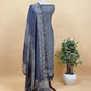 Indigo Paisley Block Print Pure Maheshwari Silk Unstitched Suit Fabric
