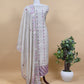 Beige With Pink, Purple Kutch Embroidered Cotton Linen Unstitched Suit