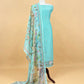 Turquoise Blue Mulmul Suit With Digital Print Dupatta