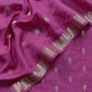 Pink Handloom Munga Silk Suit With Zari Weaving