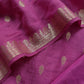 Pink Handloom Munga Silk Suit With Zari Weaving