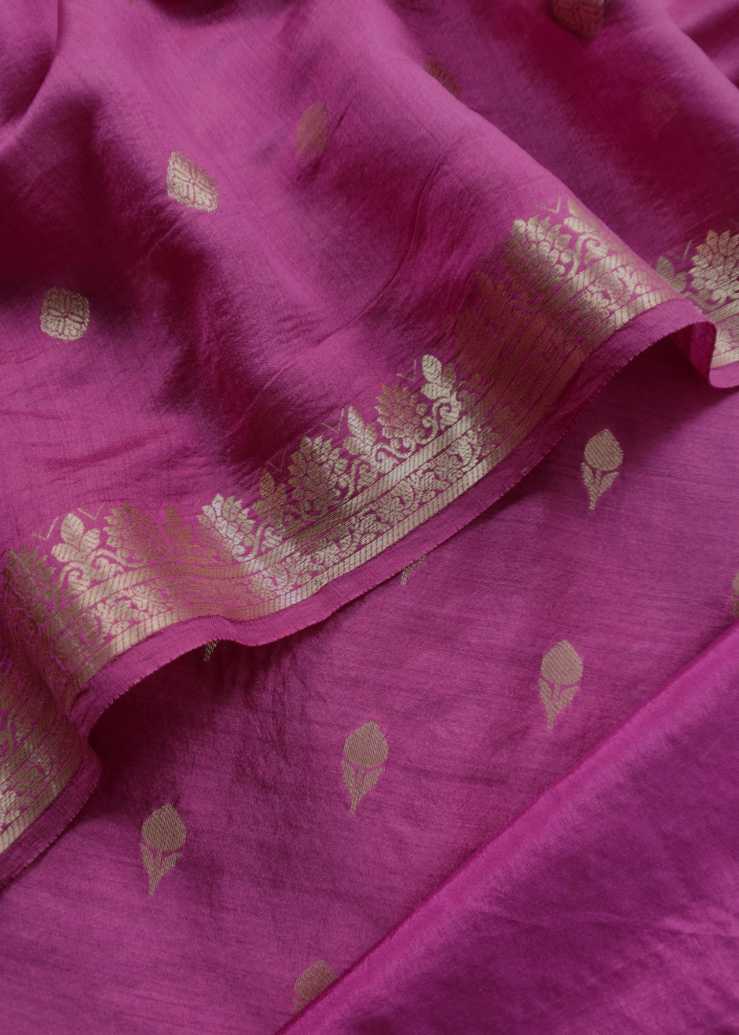 Pink Handloom Munga Silk Suit With Zari Weaving