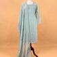 Soft Blue Pure Mulmul Suit Fabric With Floral Appliqué WorkBlue Pure Mulmul Suit Fabric With Floral Appliqué Work