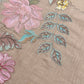 Beige Pure Mulmul Suit Fabric With Floral Appliqué Work