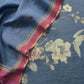 Royal Blue Handloom Munga Tussar Unstitched Suit With Digital Print