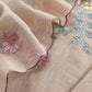 Beige Pure Mulmul Suit Fabric With Floral Appliqué Work