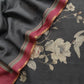 Black Handloom Munga Tussar Unstitched Suit With Digital Print