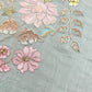 Soft Blue Pure Mulmul Suit Fabric With Floral Appliqué WorkBlue Pure Mulmul Suit Fabric With Floral Appliqué Work