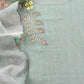 Soft Blue Pure Mulmul Suit Fabric With Floral Appliqué WorkBlue Pure Mulmul Suit Fabric With Floral Appliqué Work